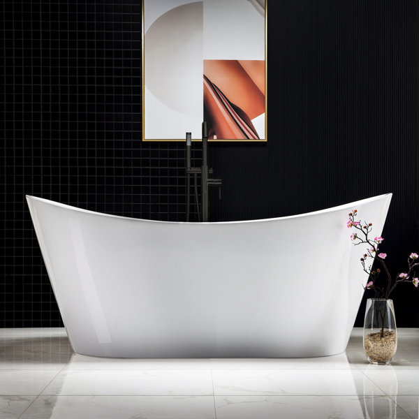 WoodBridge 67" X 32" Freestanding Soaking Acrylic Bathtub & Reviews ...